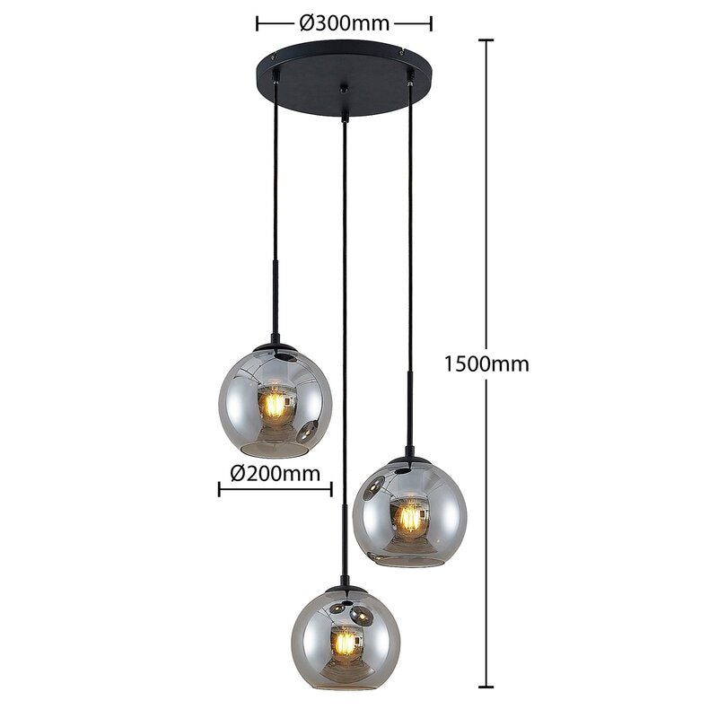 Lindby Jurian Pendelleuchte Hängelampe Deckenlampe Lampe Licht 3-flg E27 schw942 - 4251911727869