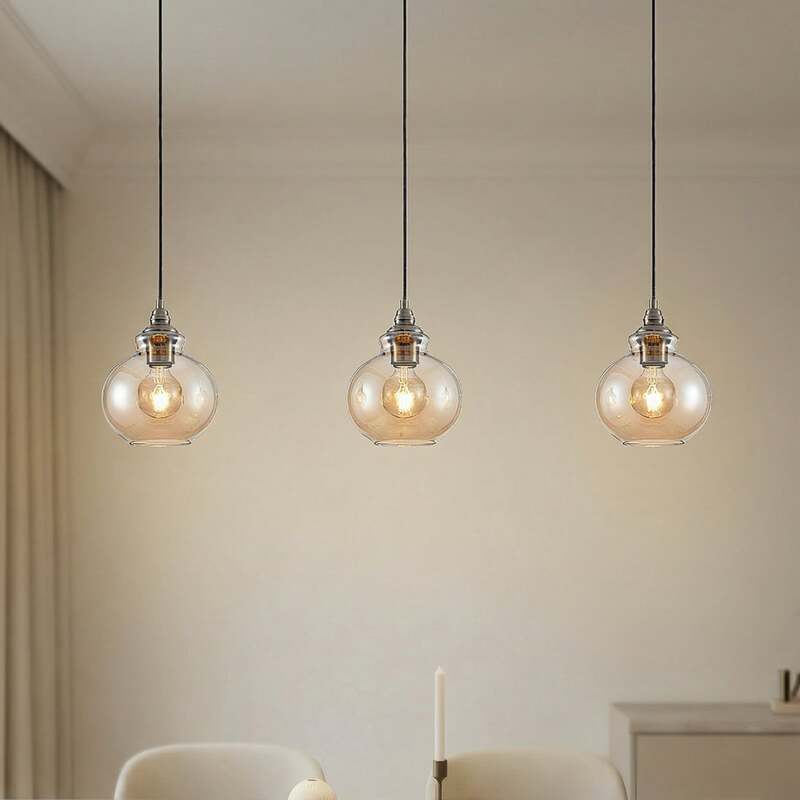 Lindby Tymoni Glas-Pendelleuchte Hängeleuchte Deckenlampe Lampe amber 3-flam74 - 4251096569988