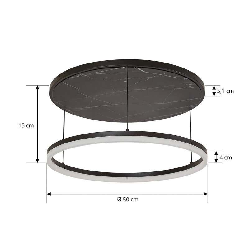 Lucande Deckenleuchte Deckenlampe LED Lampe Orven Schwarz Marmor Dimmer Ø 50 cm - 4255830900754