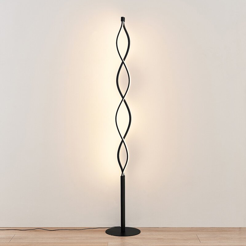 Lindby Welina LED-Stehleuchte Standlampe Stehlampe Standleuchte gedreht schw256 - 4251096597240