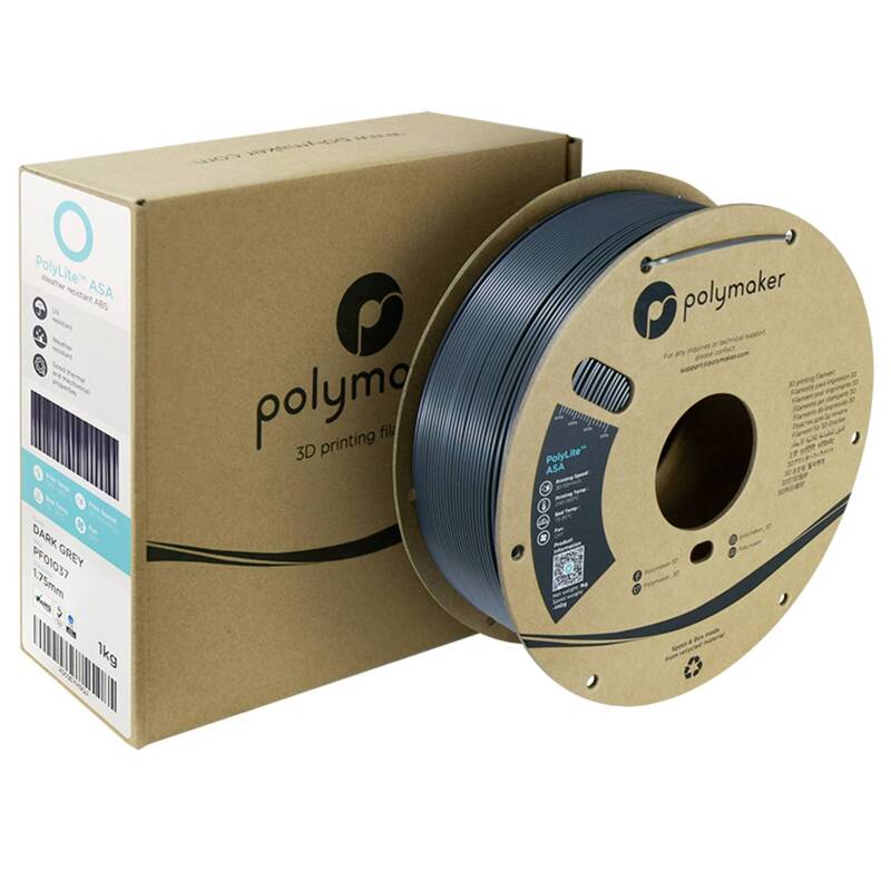 Polymaker Filament ASA Dunkelgrau UV-beständig 1.75mm 1000g PolyLite Drucker - 6938936708711