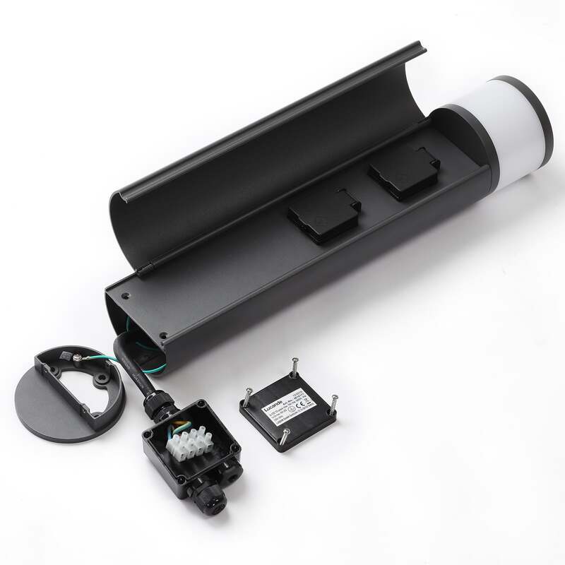 Lucande Sockellampe Corban Außenleuchte Gartenlampe dimmbar anthrazit IP44 - 4251096573626