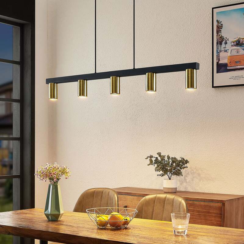 Lindby Pendelleuchte Hängelampe Baliko messing schwarz Esstischlampe Licht LED - 4251911706451