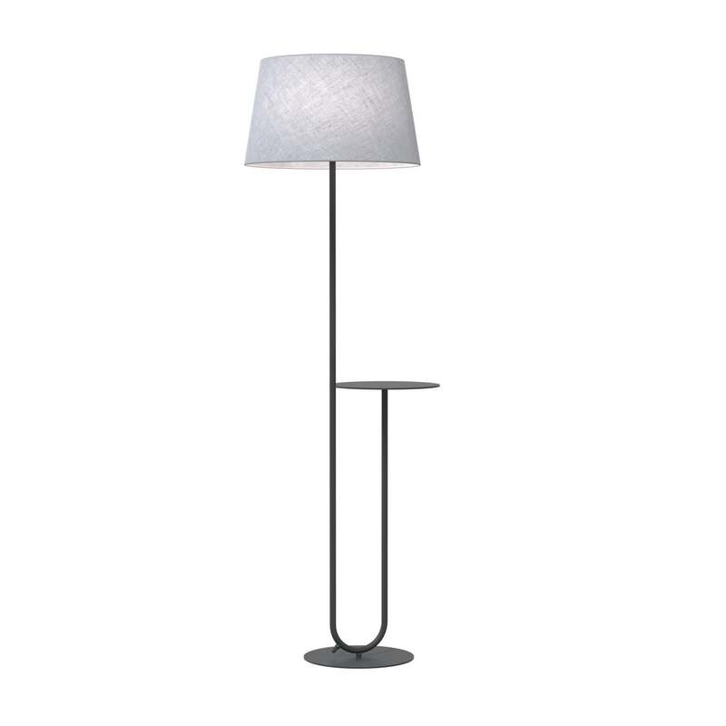 Stehlampe Hotel grau/schwarz Stehleuchte Lampe mit Ablagetisch 150cm Höhe 44cm Ø - 5907106010993
