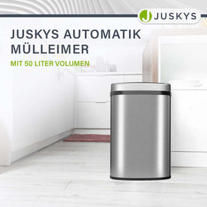 B-Ware Rechteckiger Mülleimer Abfalleimer Sensor Hygienisch 50 L Automatischer Silber