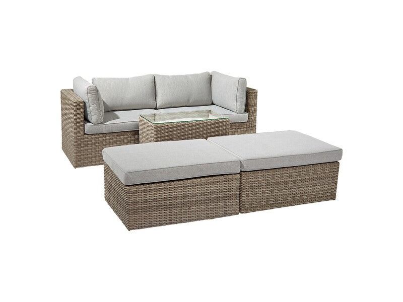 Gartenmöbel-Set Olea II Lounge-Set Polyrattan sandfarben 5-teilig für Garten - 4007873338434