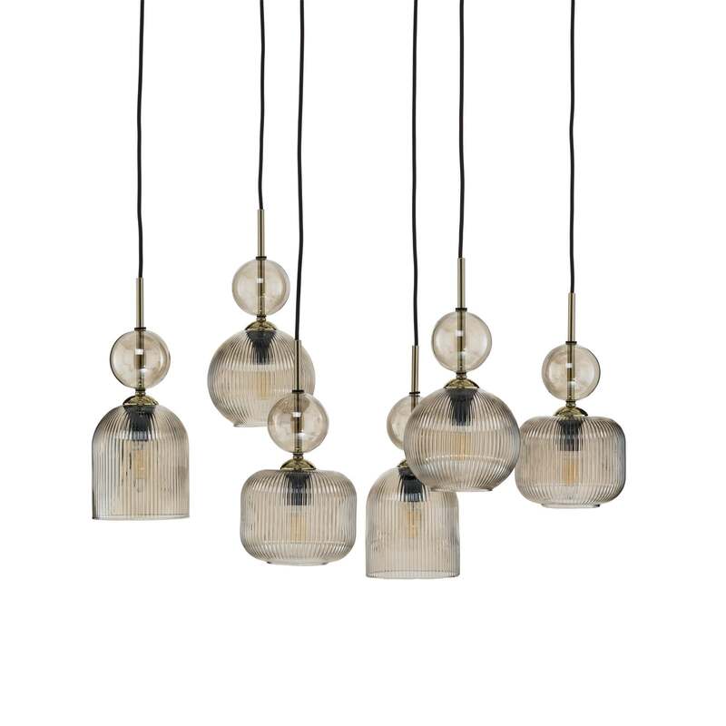 TK Lighting Hängelampe Pendelleuchte Sophia Glas Metall schwarz cognac E14 LED - 5906135110445