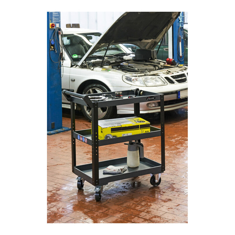 Vigor Servicewagen V4758 Werkstattwagen Stahlblech 120kg Tragkraft 7-fach - 4047728047586