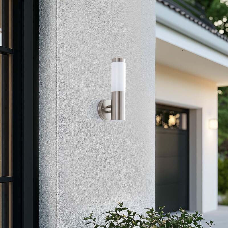 Lindby Kristof AußenWandleuchte Außenwandleuchte Gartenleuchte Edelstahl E27 wei - 4251096517750