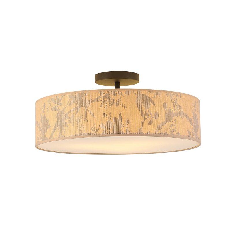 Searchlight Deckenleuchte Isla Ø 55 cm braun beige Bambus dimmbar 3xE27 - 5053423273365