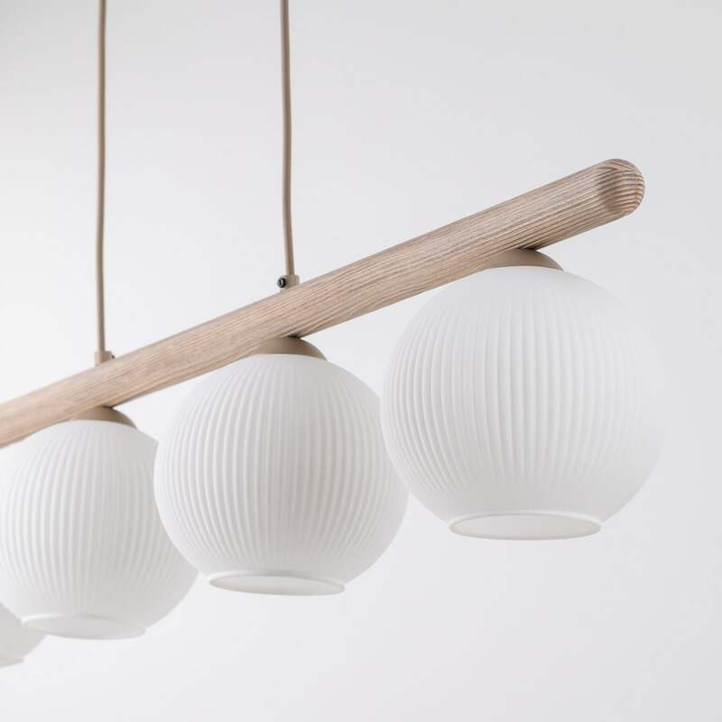 TK-Lighting Hängeleuchte Virlo LED Pendelleuchte dimmbar Holz Opalglas 4-flammig - 5906135110803