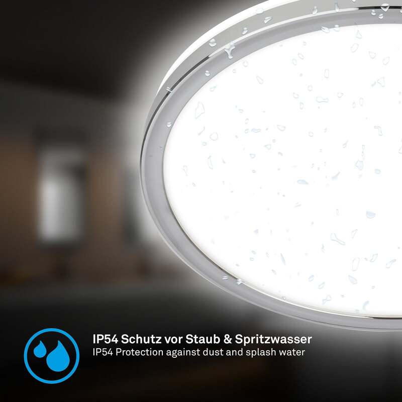 Briloner Deckenlampe LED Pulap chromfarben/weiß Lampe Leuchte Ø42cm IP54 - 4002707483854