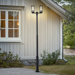 B-Ware Lucande Außenlampe Standlampe Laterne Siveta, 240cm, 2-flg., schwarz, E27, I775