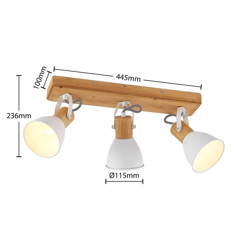 Lindby Merela Deckenstrahler Deckenlampe Hängeleuchte dreiflammig E14 Holz w420 - 4251096584219