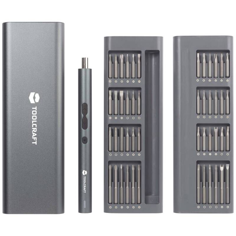 TOOLCRAFT E-Schraubendreher Set 62 Tlg 3.7V Lithium inkl. Ladekabel und Box - 4064161325576