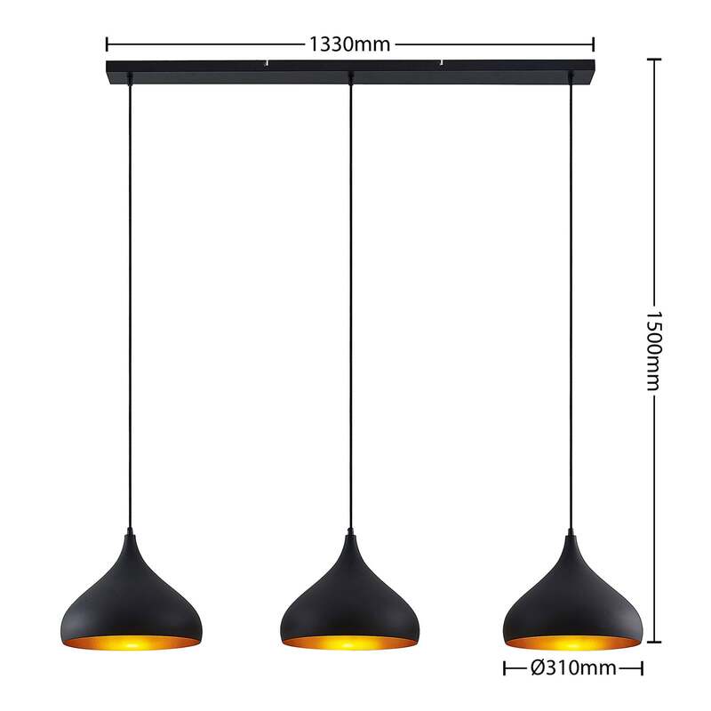 Lindby Pendelleuchte Hängeleuchte Elamira LED Lampe dimmbar schwarz-gold 133cm - 4251911726633