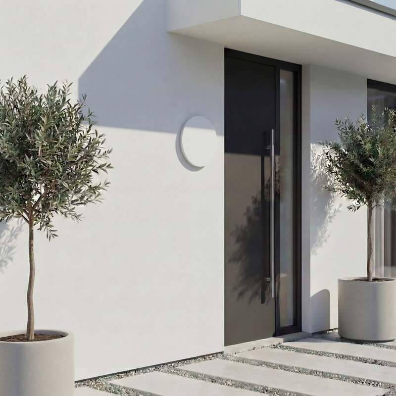 Lindby Außenwandleuchte Gartenleuchte Selinel LED Lampe Hausnummer weiß Ø23cm - 4255830910487