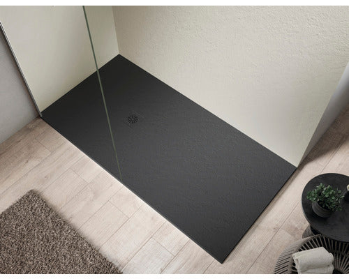 Jungborn Duschwanne Duschtasse Cento Rechteck Schwarz Mineralguss 120 x 80 cm - 8435398537555