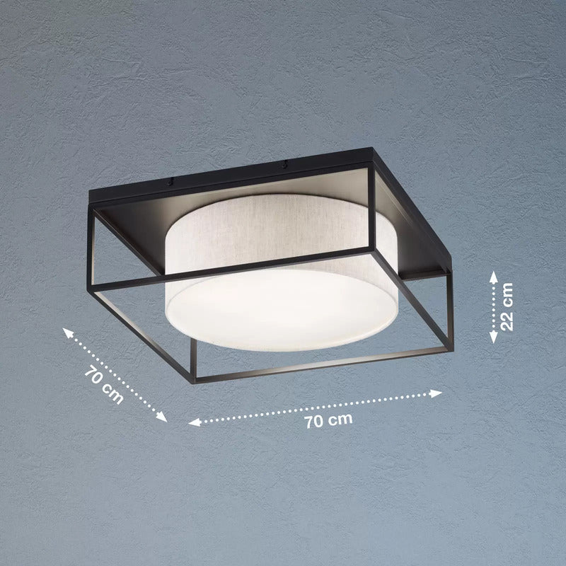 FISCHER & HONSEL Deckenleuchte Carre 70x70cm Stoffschirm weiß Deckenlampe Lampe - 4003694213318