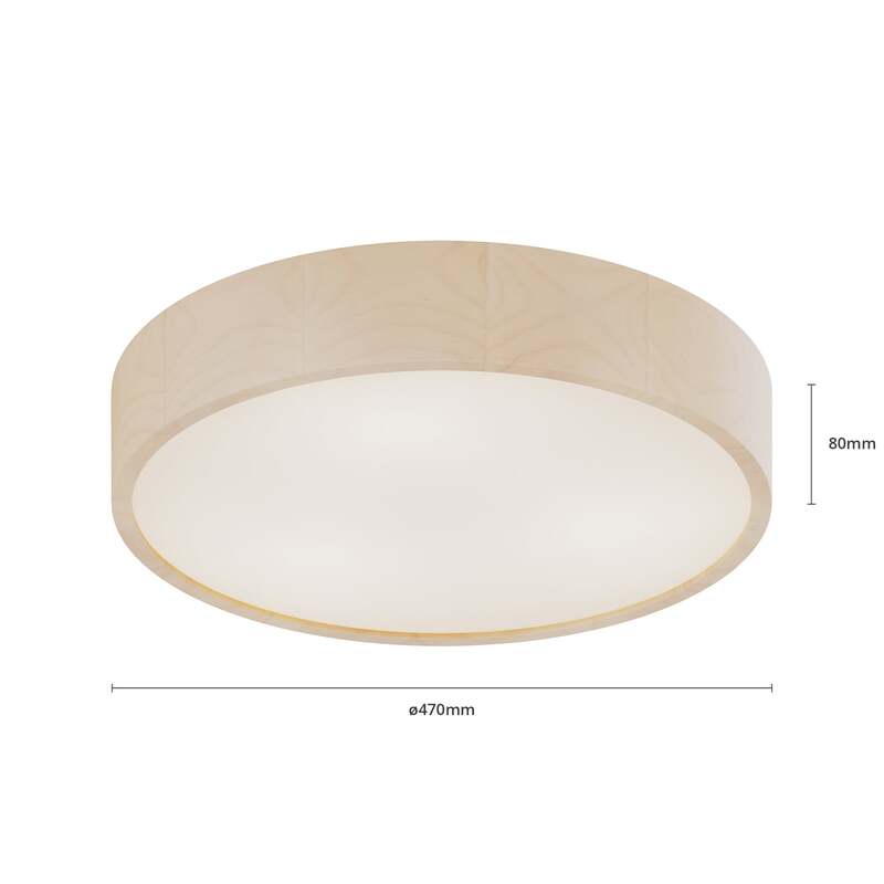 Envostar Deckenlampe Leuchte Kerio LED dimmbar Holz Glas weiß Ø47cm 8cm hoch - 4251911795738