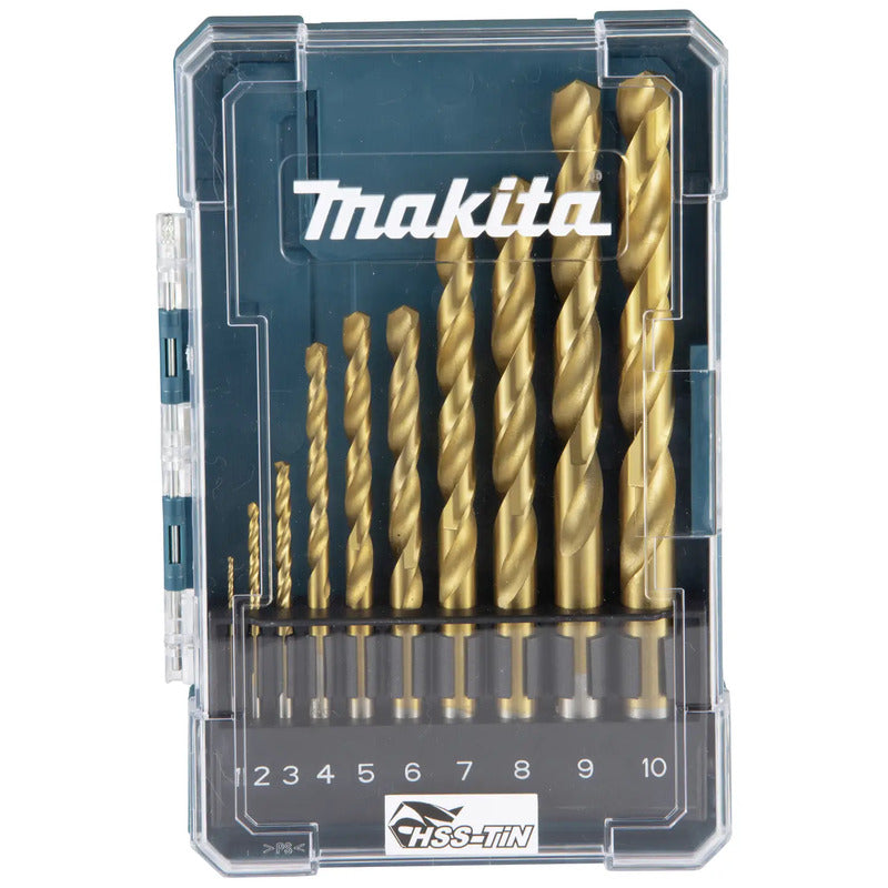 Makita Spiralbohrer Bohrer-Set 10-teilig 1-10mm Metall Bohrer Werkzeug Set Satz - 0088381577359