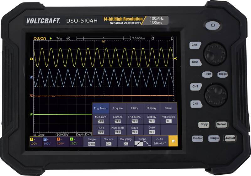 VOLTCRAFT Hand-Oszilloskop 100 MHz 4-Kanal 1 GSa/s 40Mpts 14Bit Digital-Speicher - 4064161075242