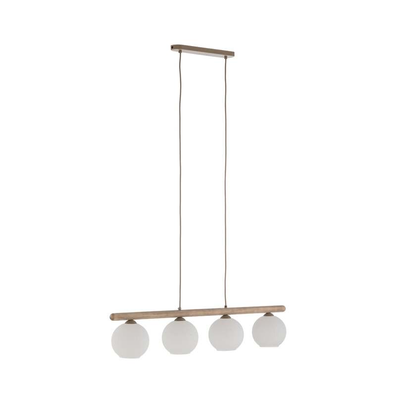 TK-Lighting Hängeleuchte Virlo LED Pendelleuchte dimmbar Holz Opalglas 4-flammig - 5906135110803