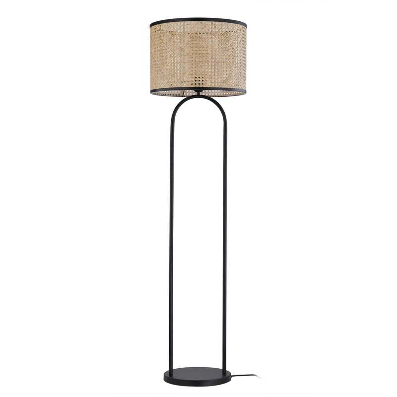 Lindby Stehleuchte Yaelle Rattan schwarz E27 Lampe Leuchte 146 cm hoch 40 cm Ø - 4251911765199