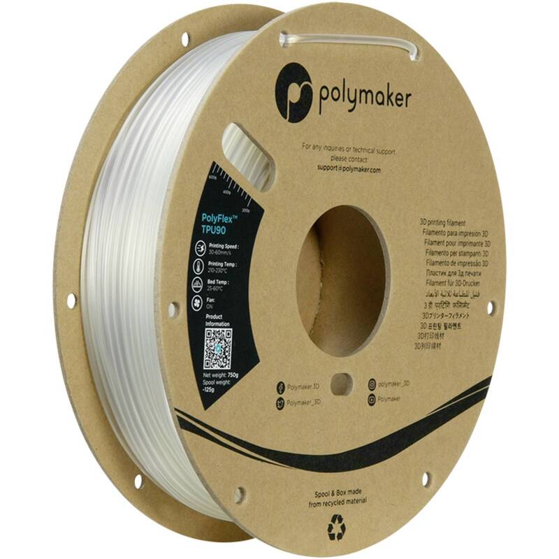 Polymaker PD02009 Filament TPU Material 2.85 mm 750 g Klar PolyFlex 1 St - 6938936711889