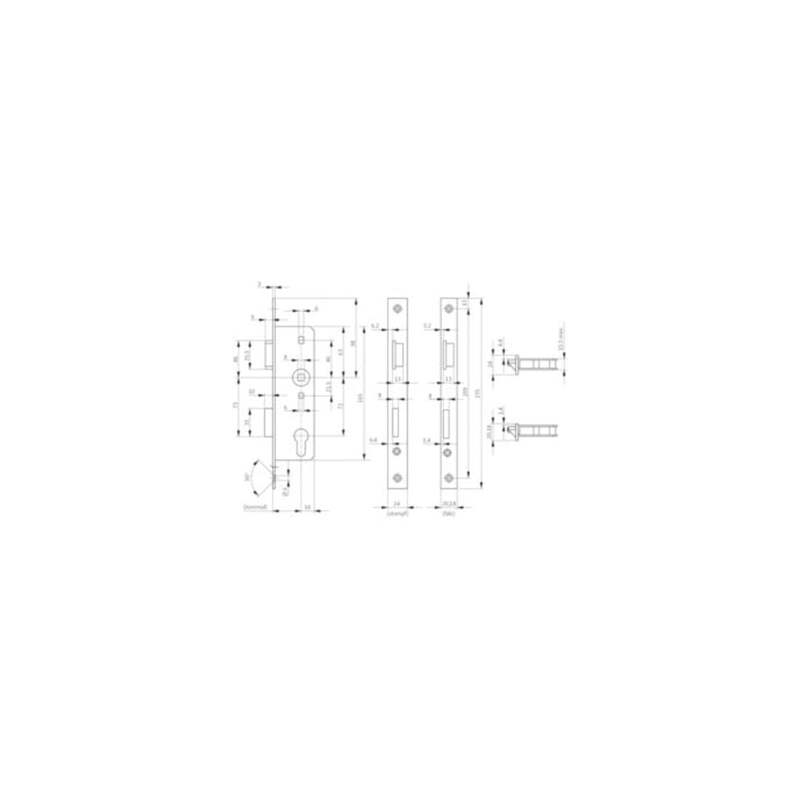 BKS Glastür-Einsteckschloss Modell 0007 PZW 72mm 8mm DIN links nickelsilber - 4015540539862