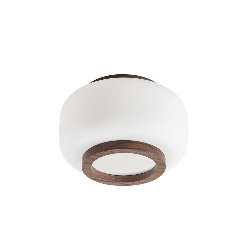 Quitani Deckenleuchte Shiro LED Lampe dimmbar Holz Glas CCT Ø28cm weiß walnuss - 4255830910852