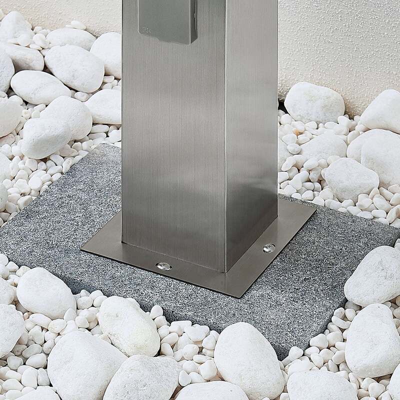 Lindby Pollerleuchte Gartenleuchte Caspa LED mit 2 Steckdosen Edelstahl 70cm - 4251096549546