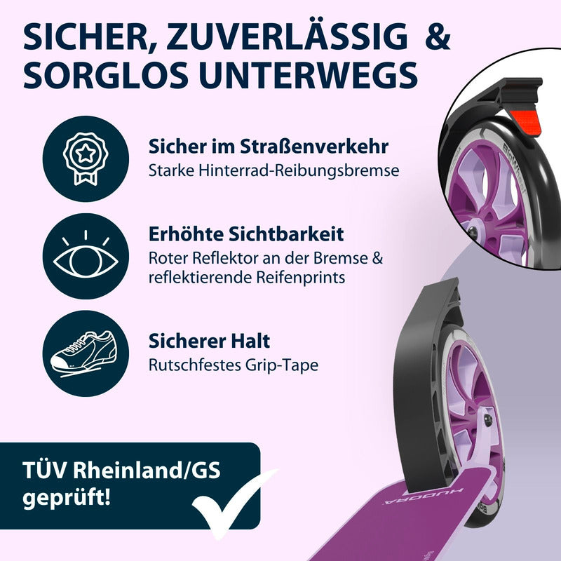 HUDORA 205 Advanced lavender City-Roller Scooter Roller Kickroller Kinderroller - 4005998141540