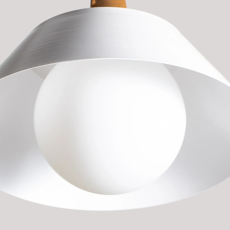 Luminex Hängelampe Pendelleuchte Funda braun/weiß Ø 64 cm Stahl Holz 3-flg - 5907565935073