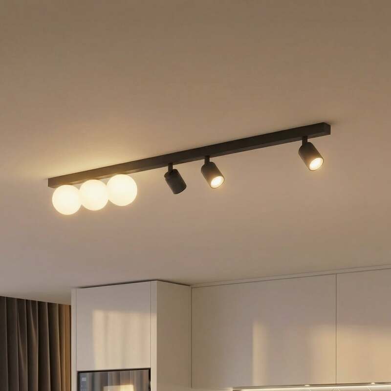 Deckenleuchte Lampe Vox Glas Schwarz Wohnzimmer Esszimmer Küche Flur 6-flamm824 - 5906135100033