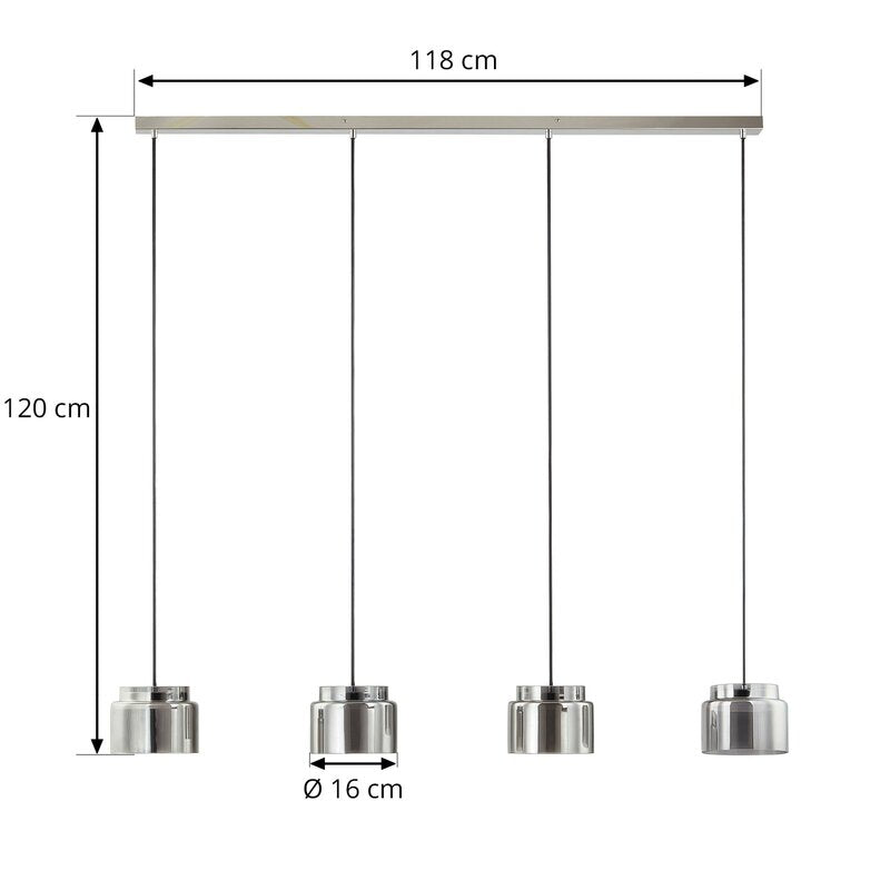 Lucande Diano Hängeleuchte rauchgrau LED Deckenlampe Deckenleuchte Lampe 4-flg - 4251911767407
