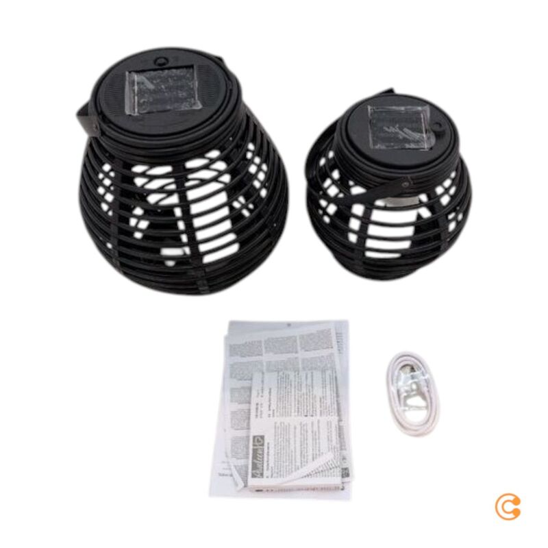 Pauleen Laterne Windlicht Solar LED schwarz Kunststoff Set Garten Dekolicht Auße - 4000870482933