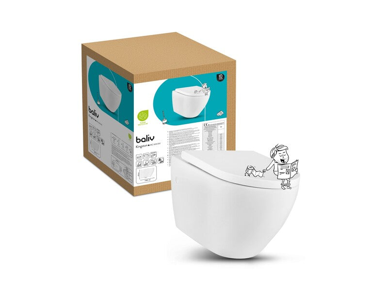 baliv Wand WC Kingston spülrandlos Keramik Toilette mit Absenkautomatik weiß - 4007874013392