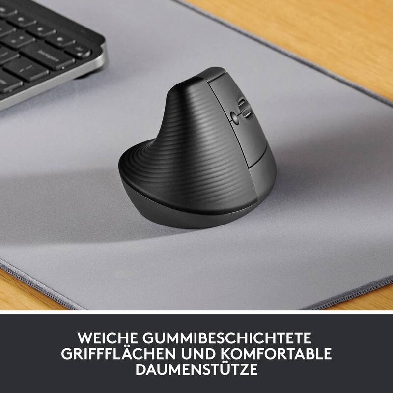 Logitech Lift Ergonomische Maus Bluetooth Funkoptisch 4000dpi Graphit 6 Tasten - 5099206099784