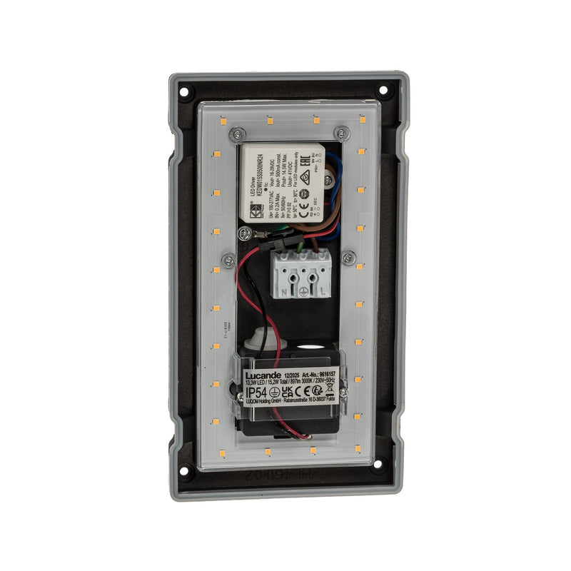 Lucande Außenwandleuchte Ilirian LED Gartenlampe Wandleuchte anthrazit 15x25cm - 4251096573138
