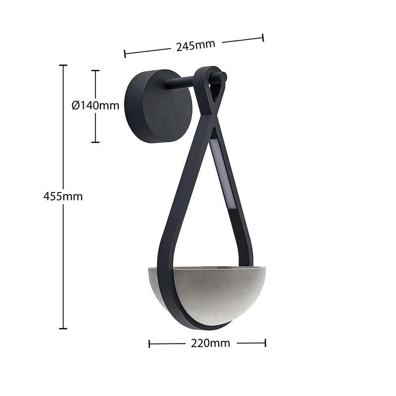 Lucande Außenwandleuchte Wandlampe LED Florka Naturstein Blumenampel Pflanzsc65 - 4251096580778