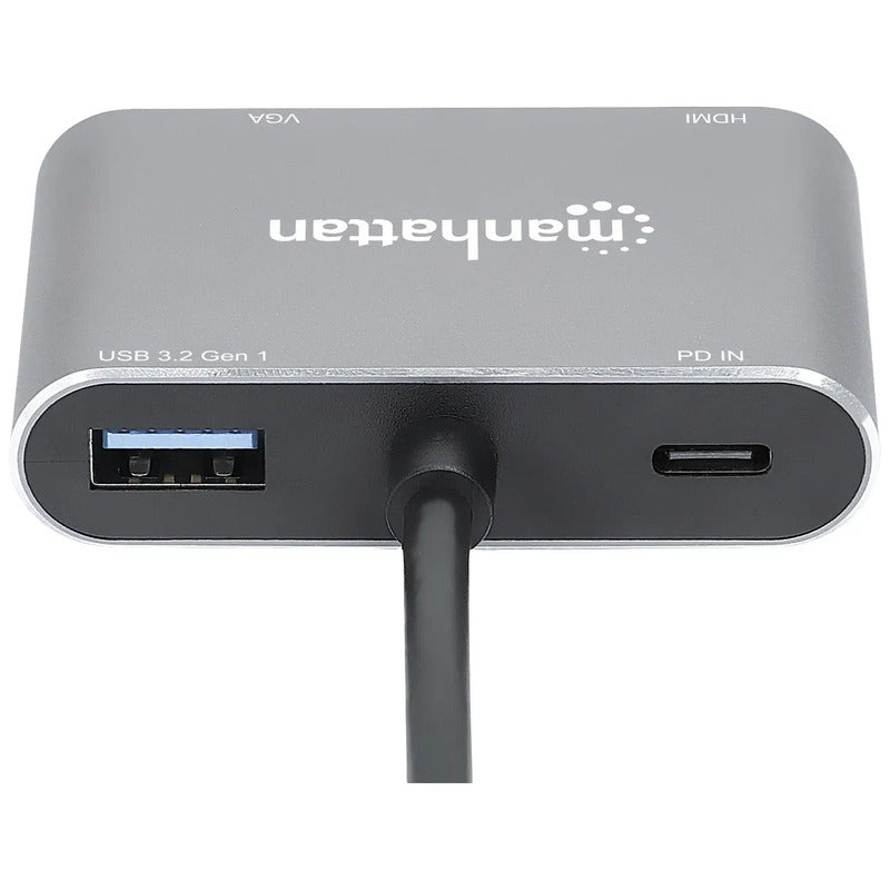 Manhattan USB-C Dockingstation HDMI VGA 4-in-1 Adapter Universal Space Grau 15cm - 0766623130691