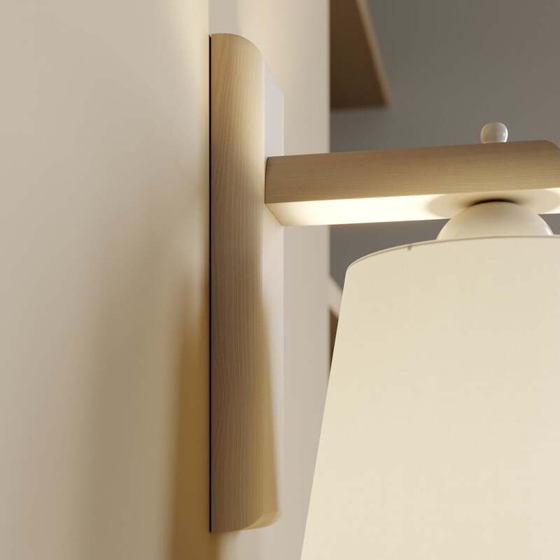 Wandleuchte Sweden Holzgestell LED dimmbar altweiß Designer Lampe 20x24,5cm - 5907687436212