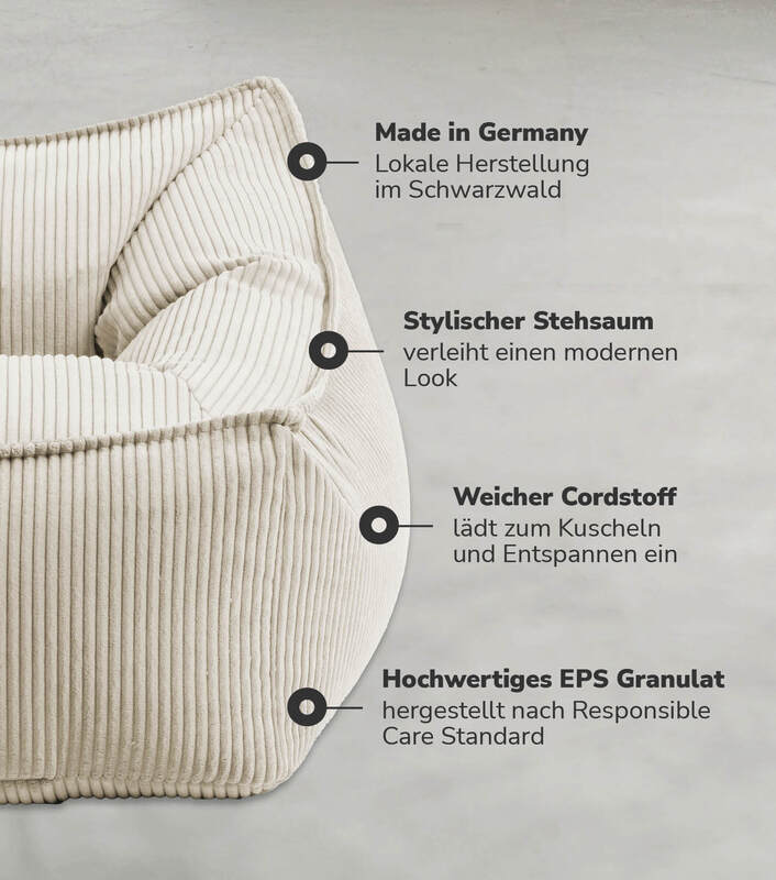 mokebo  'Der Lümmel' Sitzsack Sessel Cord XXL Sitz Kissen Cord Sessel Beige - 4262436123654