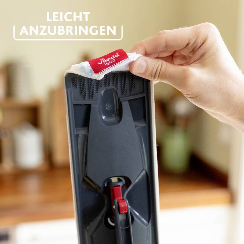Vileda Bodenwischer H2PRO Flachwischer Mopp Reinigungsset 1,2l 60m² 132cm - 4023103251540