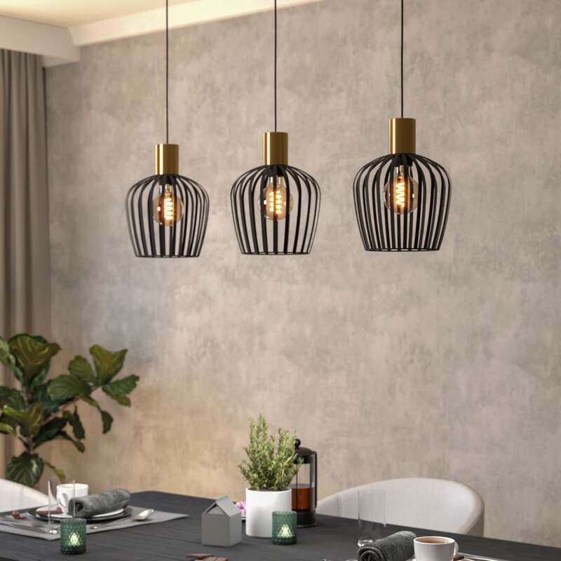 Eglo Hängelampe Hängeleuchte Empoli LED Pendelleuchte dimmbar schwarz messing - 9008606299898
