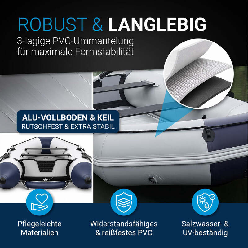 Schlauchboot 3,80m Paddelboot für 6 Personen PVC Boot inkl. Paddel Luftpumpe Set - 4260565520191
