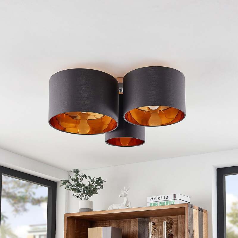 Lindby Deckenleuchte Laurenz 3-flammig LED Lampe Leuchte dimmbar grau gold Ø61cm - 4251096585179
