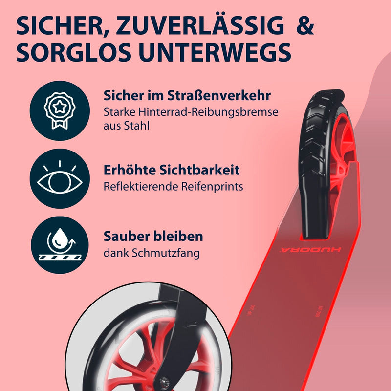 HUDORA Scooter Up 200 rot höhenverstellbar für Kinder und Erwachsene bis 100 kg - 4005998144572