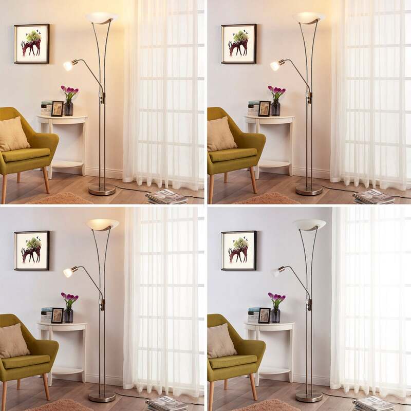 Lindby Stehlampe Felicia LED Leselampe Lampe nickel 180cm E27 35cm Höhe - 4251096532593